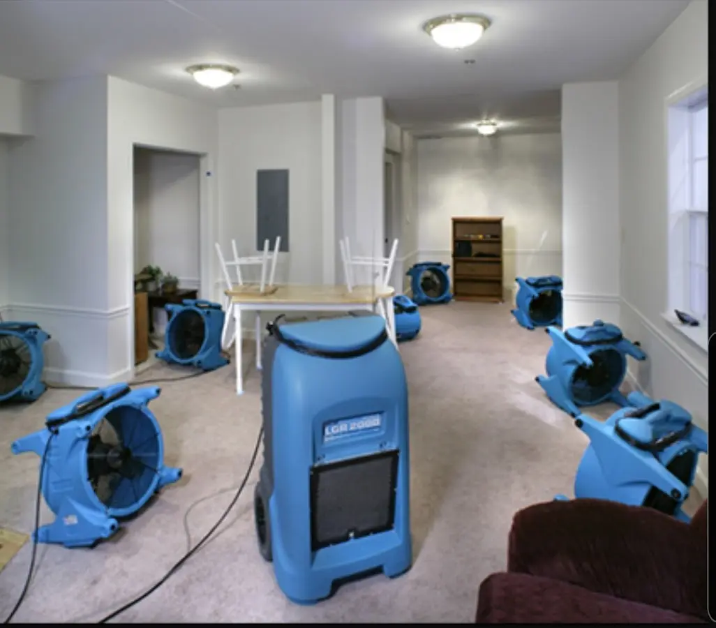 Air movers and dehumidifier setup for Water Damage Restoration in Lawton